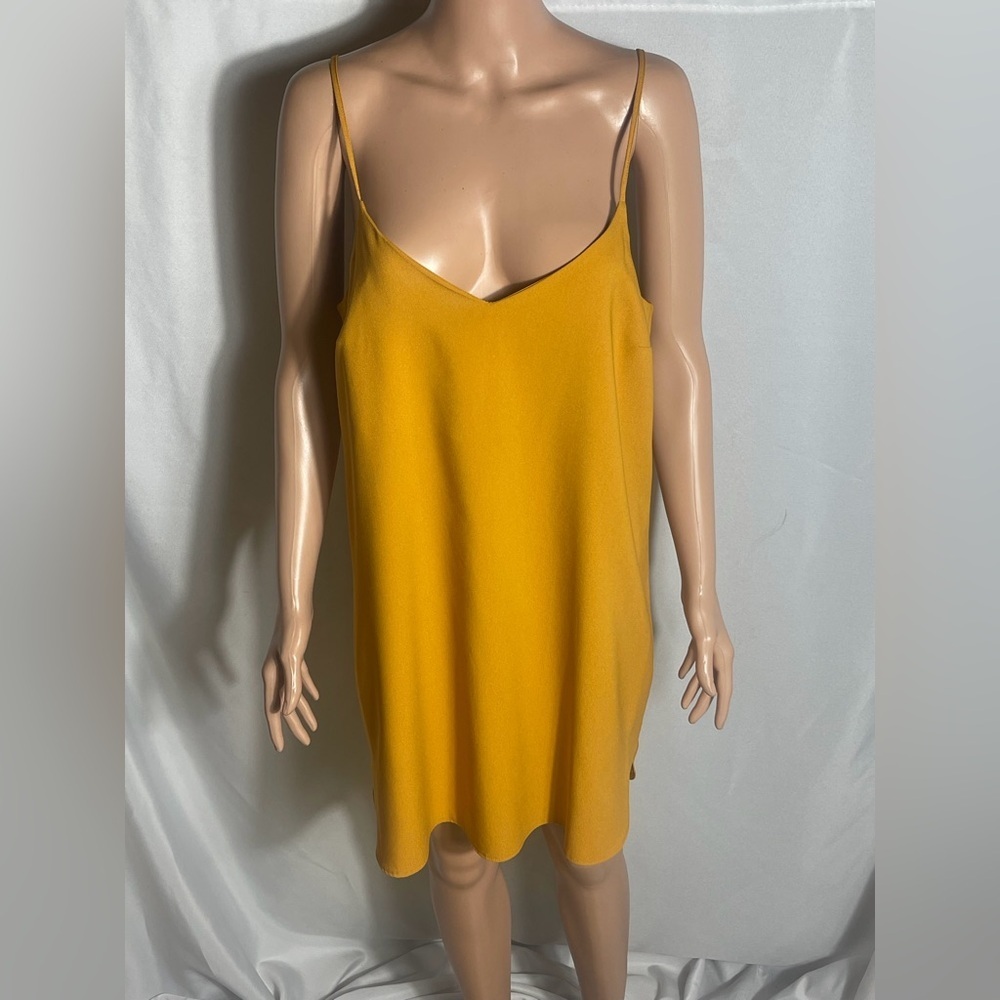 Missguided Mustard Yellow Slip Dress Spaghetti Strap Mini Shift Size US 8